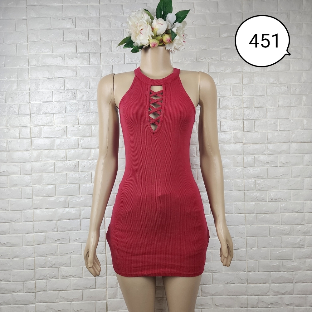 Derek Heart Small Red Mini Knit Dress – Fitted Casual Short Dress